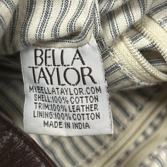 Super cute BELLA TAYLOR SHOULDER BAG, Gray Canvas, Leather Trim - Picture 2 of 11